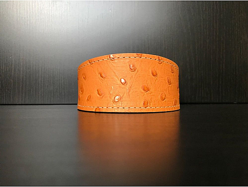 Lined Caramel Ostrich Skin - Whippet Leather Collar - Size M
